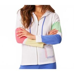 NEW FRENCH KYSS patch pocket hoodie in white/multi